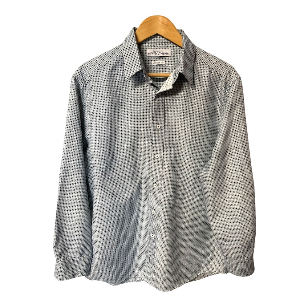 Nick Graham Everywhere trellis dotted two tone soft brushed button down #H49